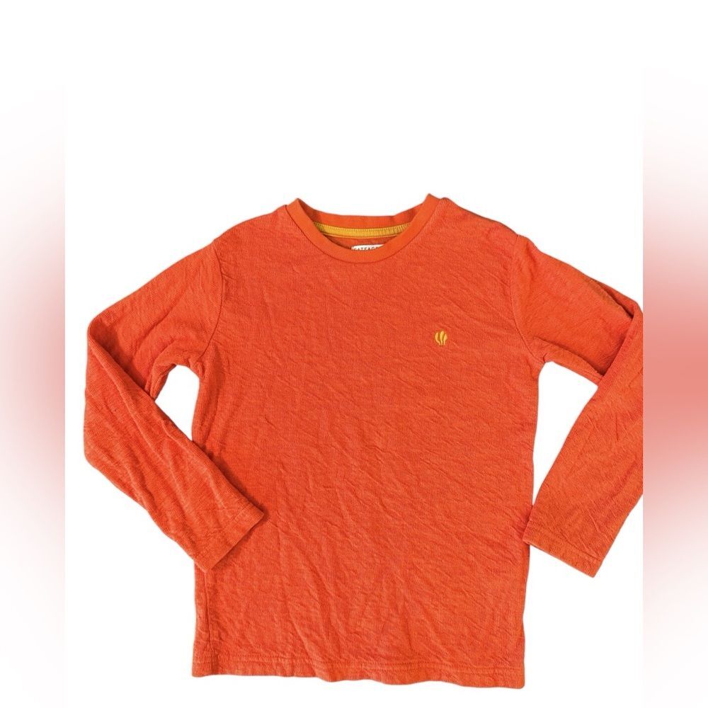 Fat Face Boys Long Sleeve Shirt Orange Crewneck Tee Size 7 8